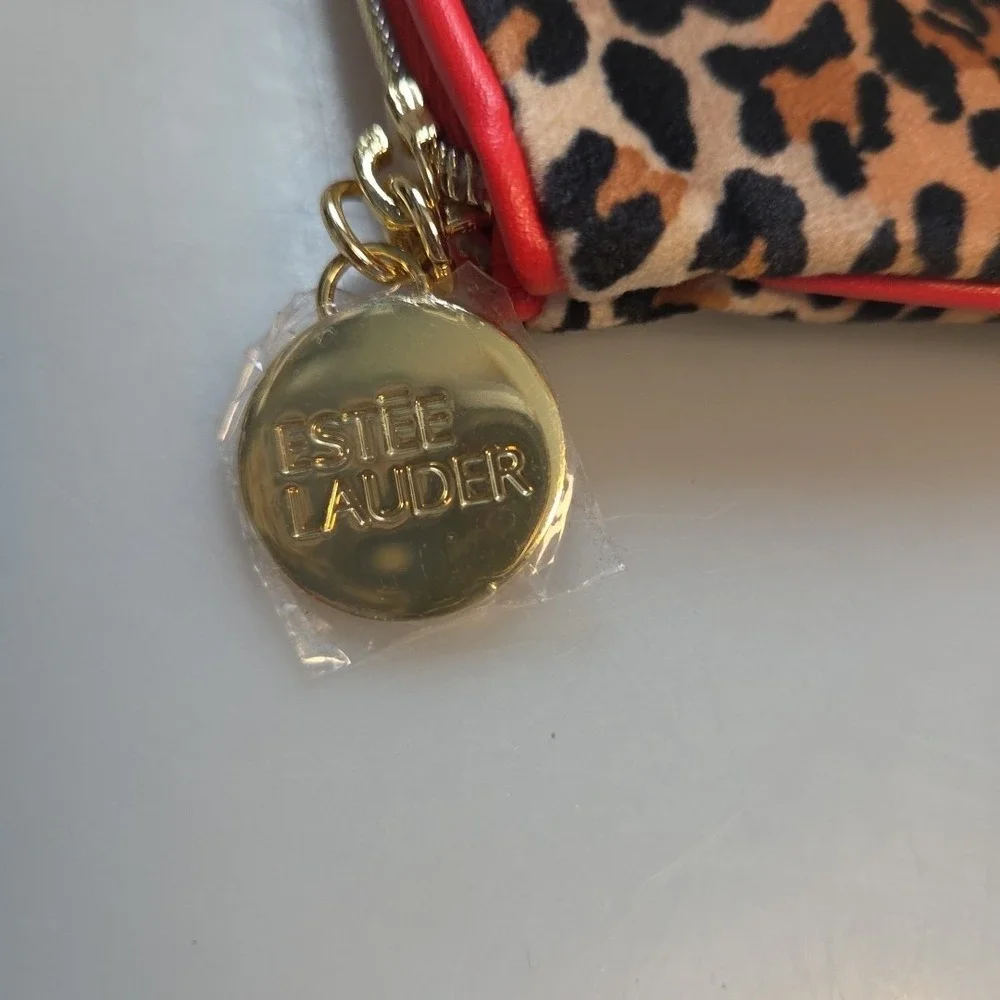 Estee Lauder Leopard Print & Butterfly Roses Cosmic/Toiletry‎ Soft Makeup Bag